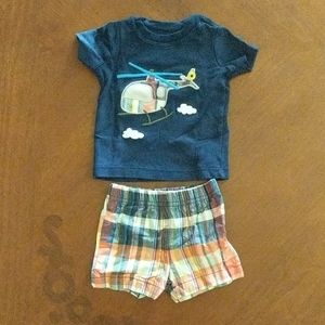 Carter's Helicopter plaid outfit